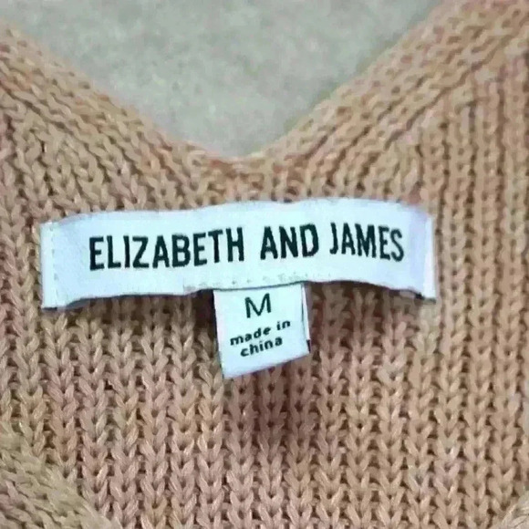 ELIZABETH & JAMES Tunic Length Knit Sleeveless V Neck Tank Peach Women Med - Picture 4 of 10